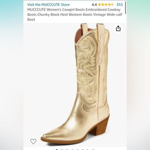 Amazon Gold Women’s Gold Western Cowboy Boots | size 6